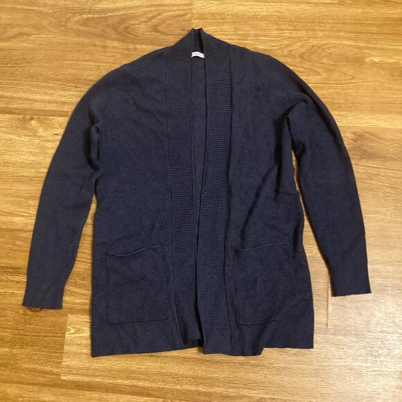 Pink Clover Valery Double Pocket Ribbed Cardigan in navy - Picture 2 of 4